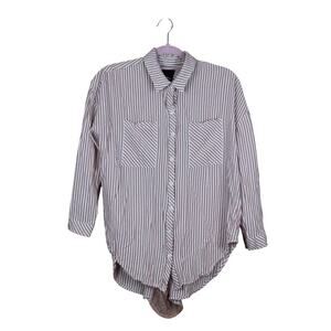 Sam Edelman Intimates Zephyr Pink & White Stripe Long Sleeve Sleep Shirt Size S